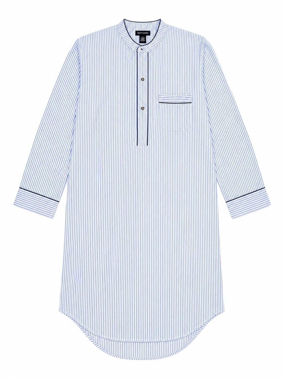 Bloomingdale's Sleepshirt Womens M Blue Striped Henley Long Sleeve Sleepwear